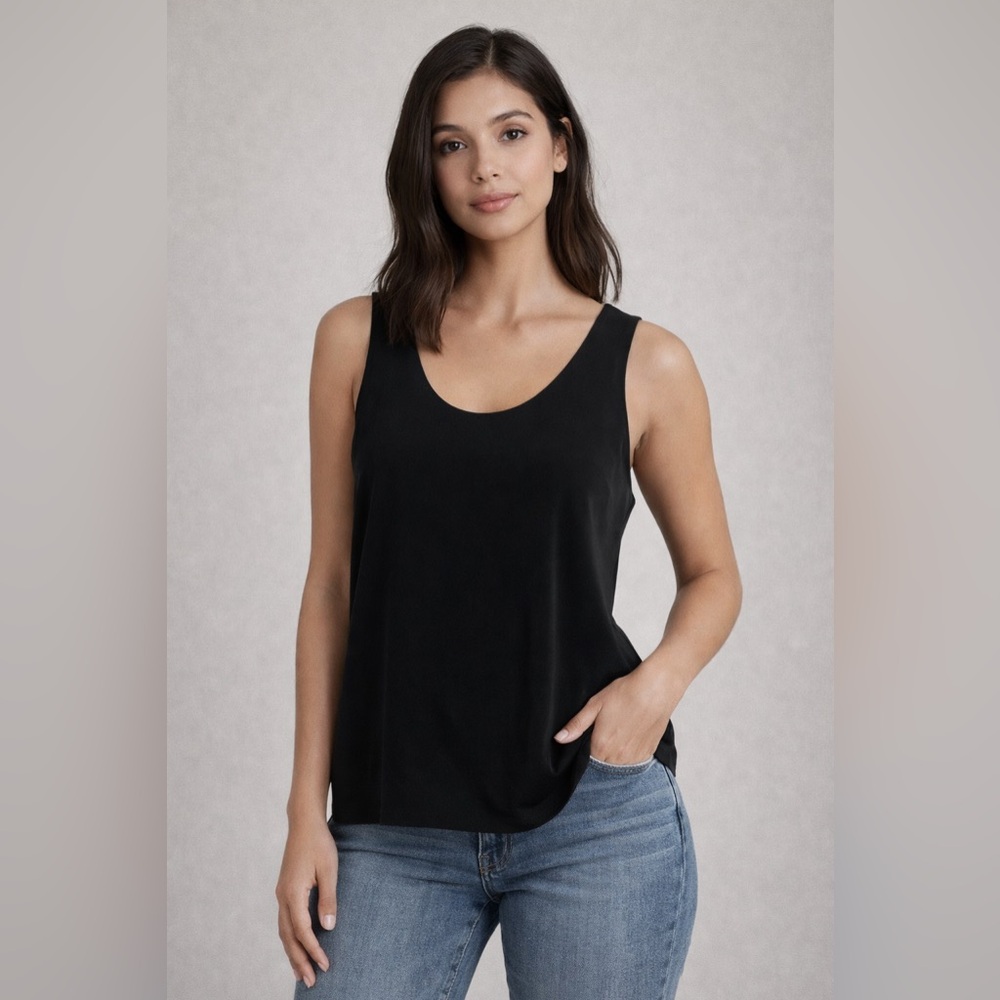 Armani Collezioni Black Silk Blend Tank Top Size 4 Made in Italy